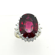 Brazilian Rubellite Ring with Diamonds