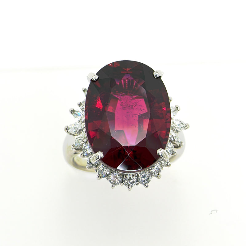 Brazilian Rubellite Ring with Diamonds