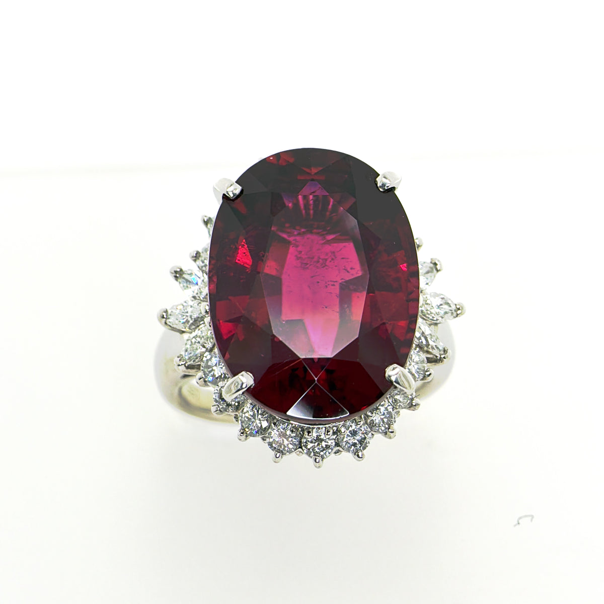 Brazilian Rubellite Ring with Diamonds