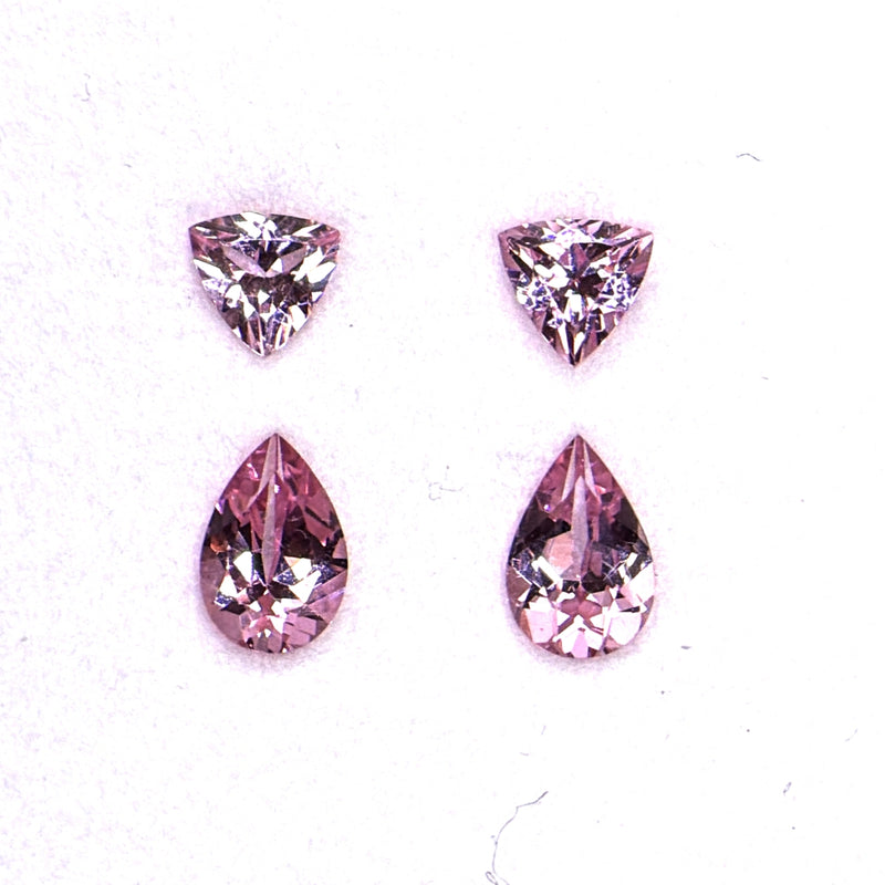 Pink Spinel - Pear and Trilliant Shapes - Set of 4