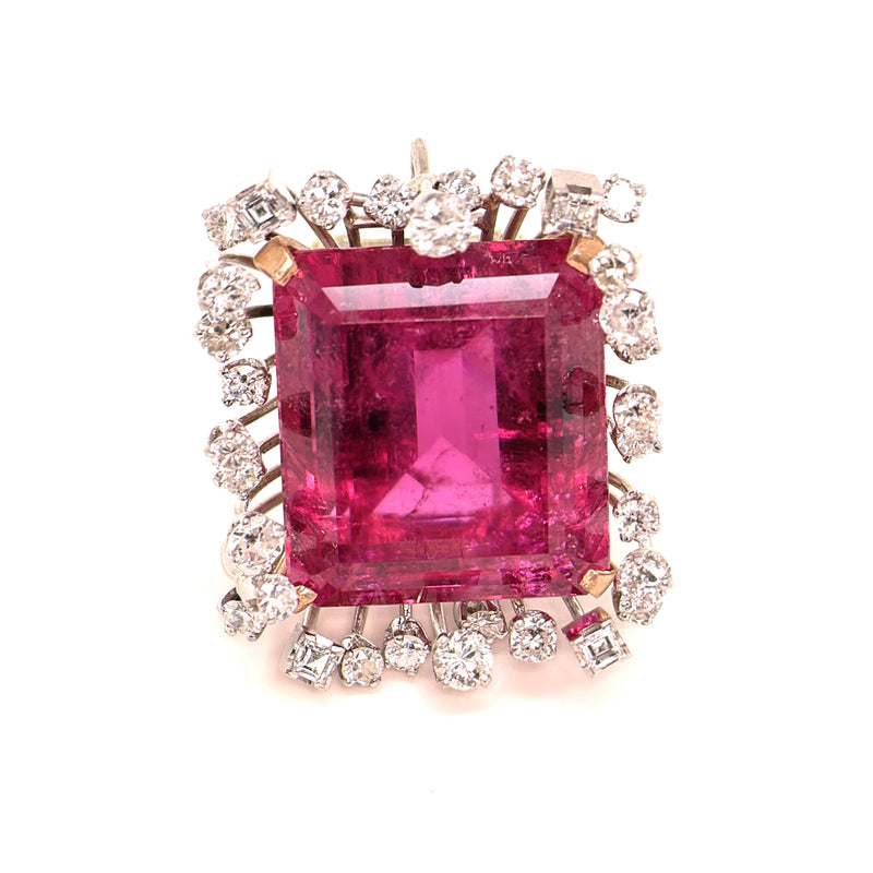 Pendent Broach - Neon Pink Tourmaline (Brazilian Rubalite) - 22x30x19.3x12.79mm