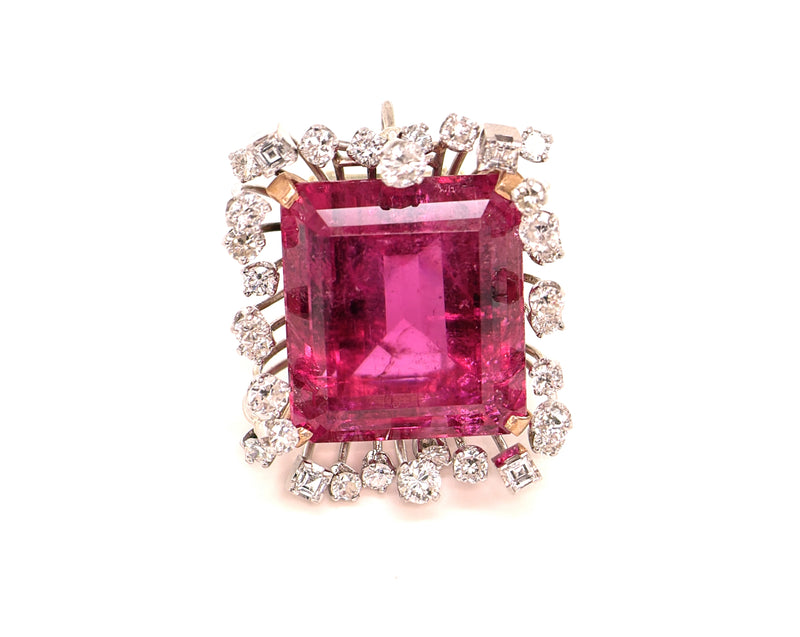 Pendent Broach - Neon Pink Tourmaline (Brazilian Rubalite) - 22x30x19.3x12.79mm