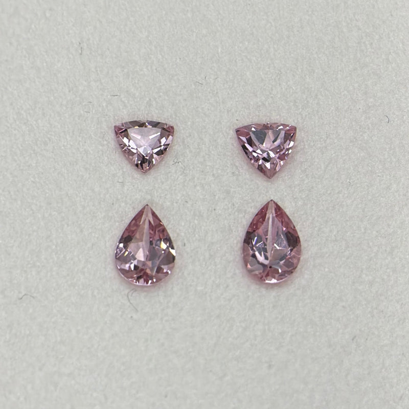 Pink Spinel - Pear and Trilliant Shapes - Set of 4