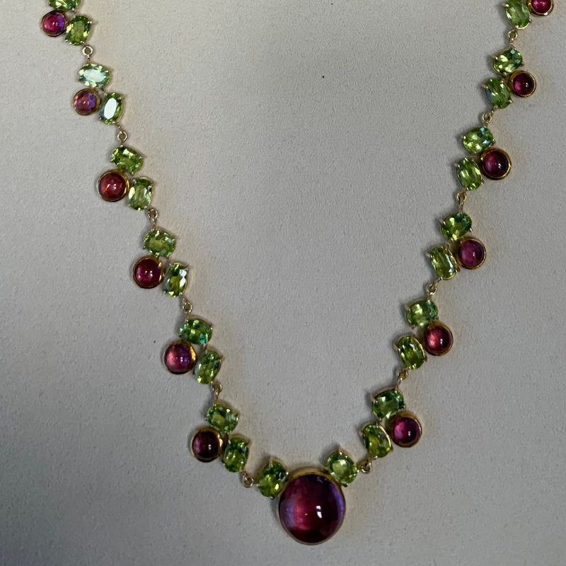 Peridot and Pink Tourmaline Necklace