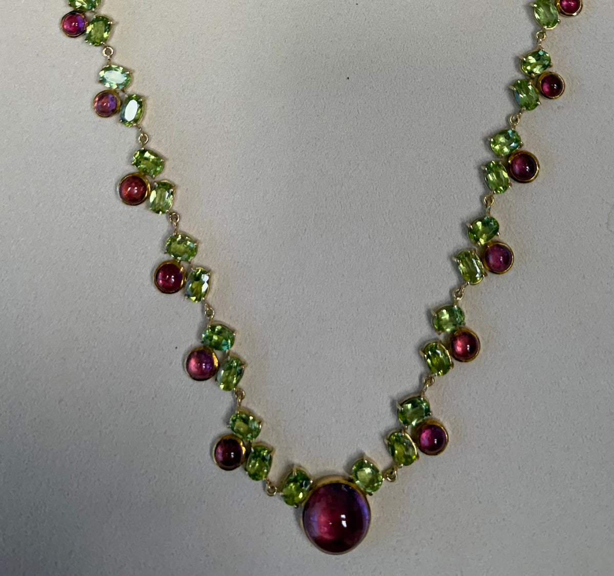 Peridot and Pink Tourmaline Necklace