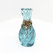 Aquamarine Perfume Bottle with 18k Yellow Gold Flowers around Top