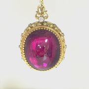 Neon Pink Tourmaline Diamond Gold Pendent Necklace